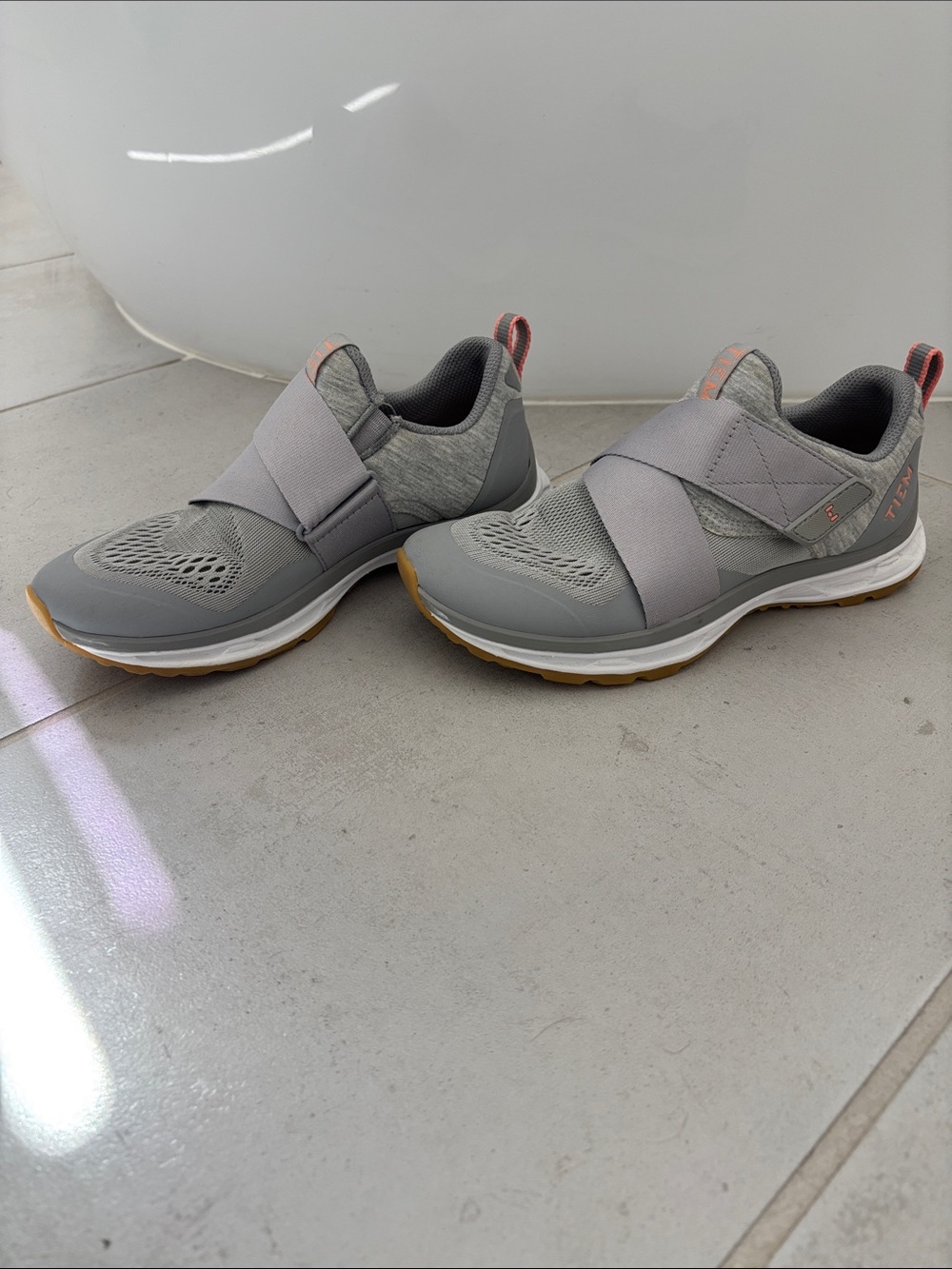 Women's Grey TIEMS Cycle Shoes with Elastic Cross Strap